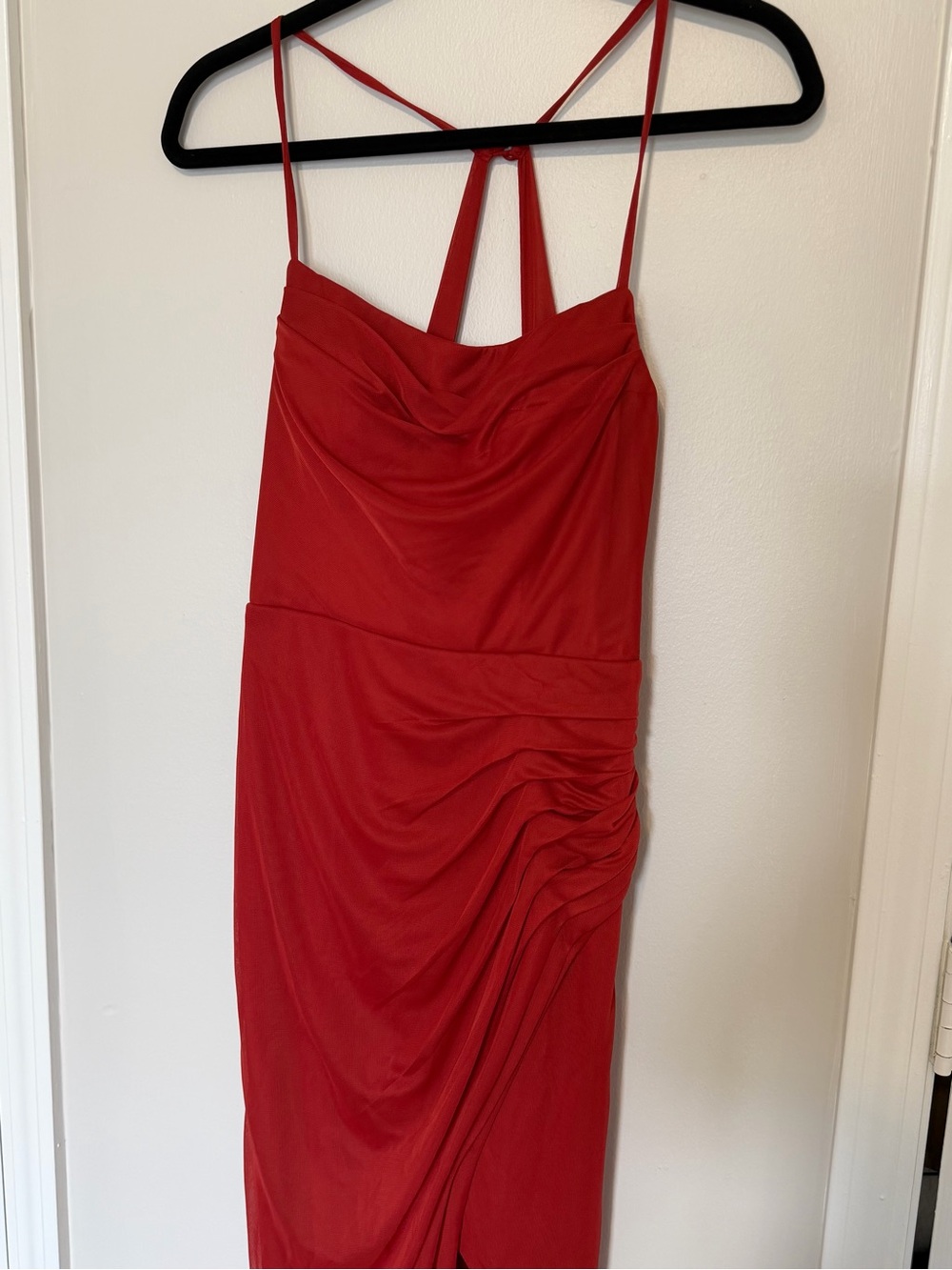 Azazie Red Strapless Ruched Gown